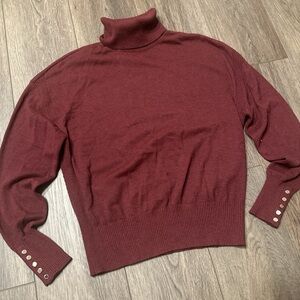 White House Black Market Maroon Turtleneck Sweater